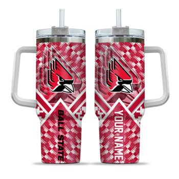 personalized ball state cardinals chevron angle red curved tumbler best selling.webp
