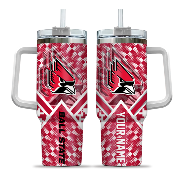 personalized ball state cardinals chevron angle red curved tumbler best selling.webp