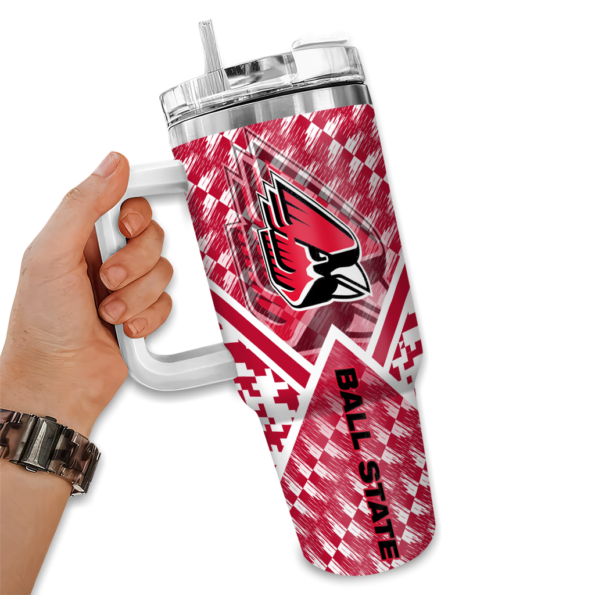 personalized ball state cardinals chevron angle red curved tumbler fashion forward.webp
