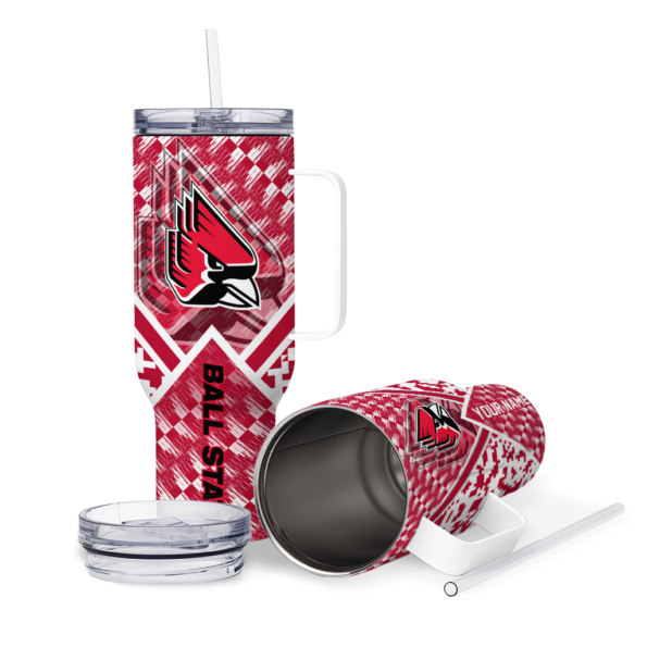 personalized ball state cardinals chevron angle red curved tumbler high quality.webp