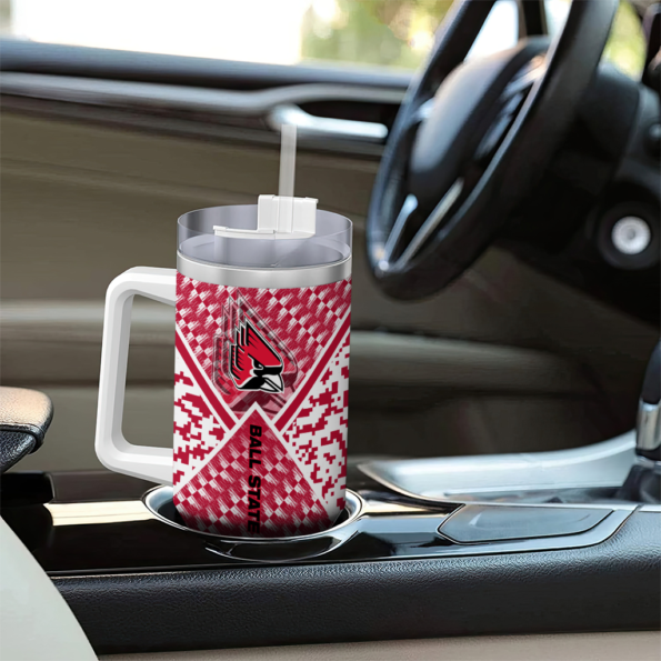 personalized ball state cardinals chevron angle red curved tumbler trendy.webp