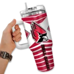 personalized ball state cardinals chevron layers red curved tumbler best selling.webp