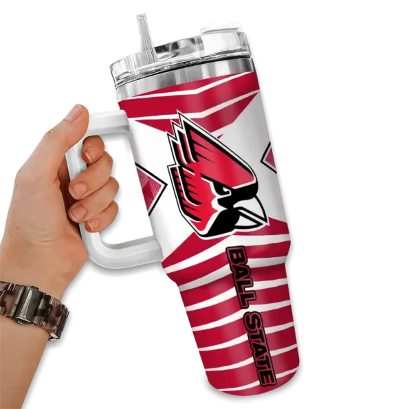personalized ball state cardinals chevron layers red curved tumbler fashion forward.webp