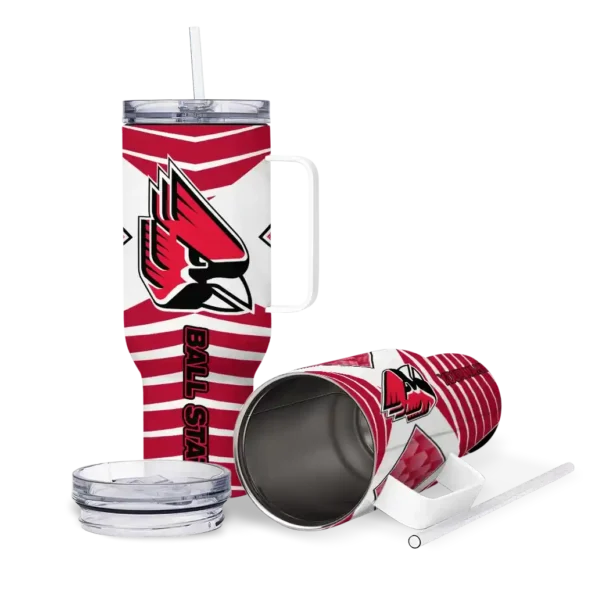 personalized ball state cardinals chevron layers red curved tumbler high quality.webp