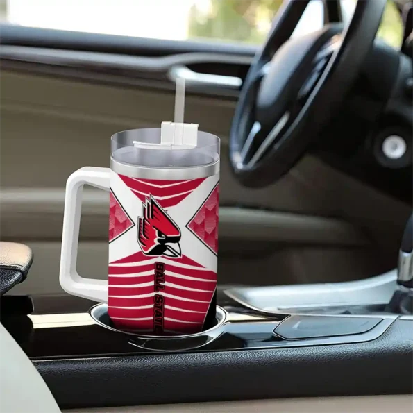 personalized ball state cardinals chevron layers red curved tumbler trendy.webp