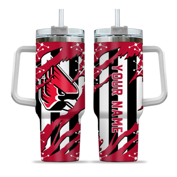 personalized ball state cardinals claw cut red black curved tumbler best selling.webp