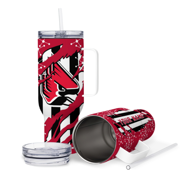 personalized ball state cardinals claw cut red black curved tumbler high quality.webp