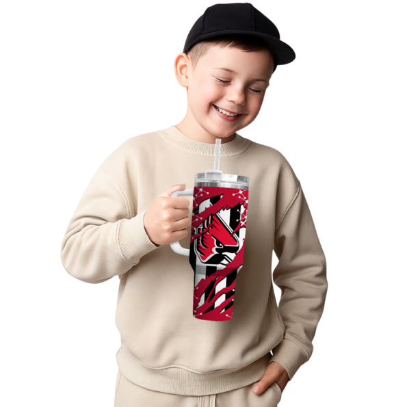 personalized ball state cardinals claw cut red black curved tumbler latest model.webp