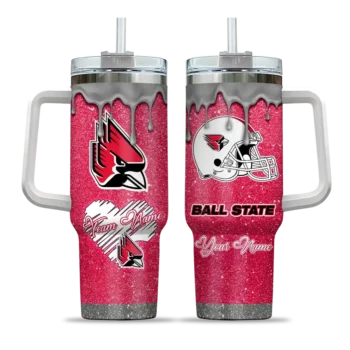 personalized ball state cardinals heart helmet motif red curved tumbler best selling.webp