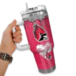 personalized ball state cardinals heart helmet motif red curved tumbler best selling.webp