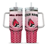 personalized ball state cardinals hex texture red curved tumbler best selling.webp