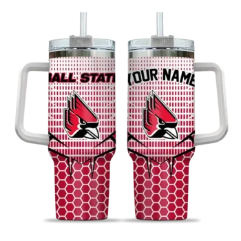 personalized ball state cardinals hex texture red curved tumbler best selling.webp