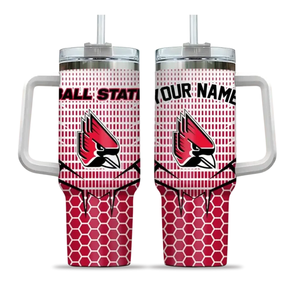 personalized ball state cardinals hex texture red curved tumbler best selling.webp