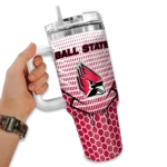 personalized ball state cardinals hex texture red curved tumbler best selling.webp