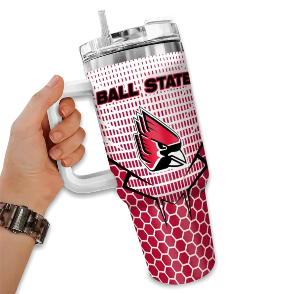 personalized ball state cardinals hex texture red curved tumbler fashion forward.webp