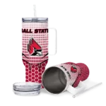 personalized ball state cardinals hex texture red curved tumbler best selling.webp