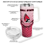 personalized ball state cardinals hex texture red curved tumbler best selling.webp