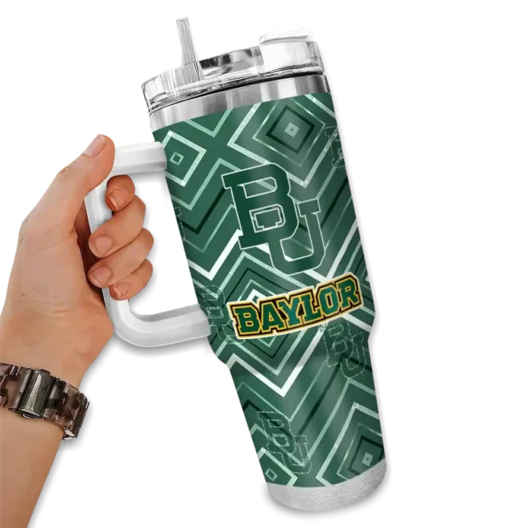 personalized baylor bears bold diamonds green curved tumbler fashion forward.webp