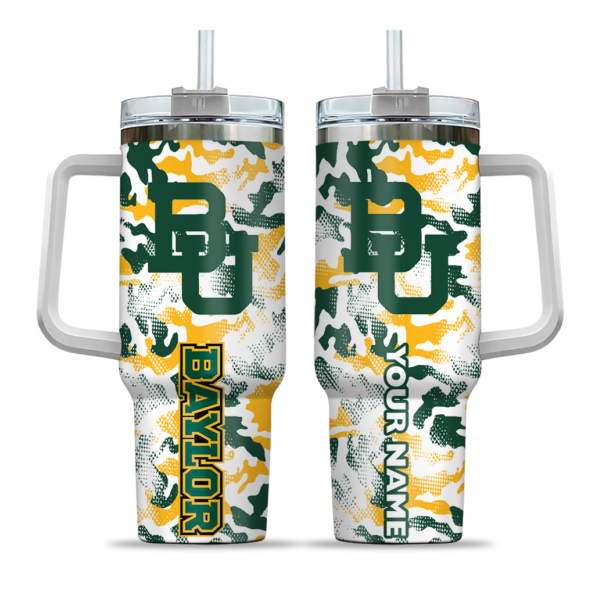 personalized baylor bears camo mashup green white curved tumbler best selling.webp