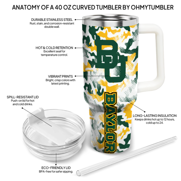 personalized baylor bears camo mashup green white curved tumbler new arrival.webp