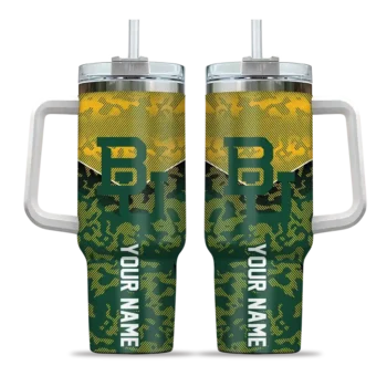 personalized baylor bears chevron stripe green curved tumbler best selling.webp