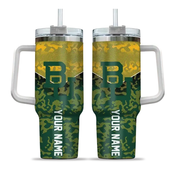 personalized baylor bears chevron stripe green curved tumbler best selling.webp