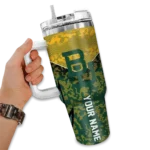personalized baylor bears chevron stripe green curved tumbler best selling.webp