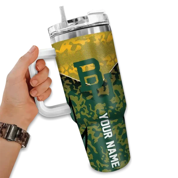 personalized baylor bears chevron stripe green curved tumbler fashion forward.webp