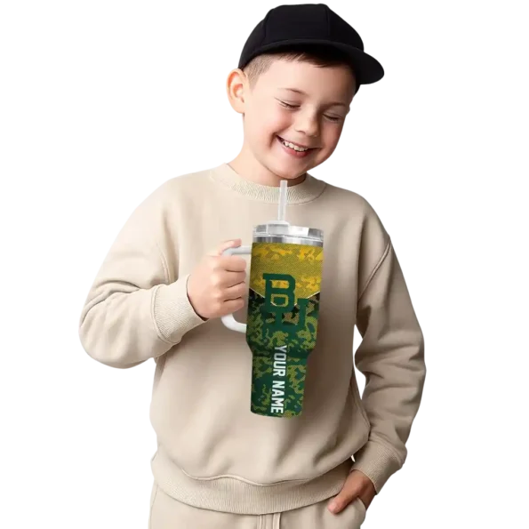 personalized baylor bears chevron stripe green curved tumbler latest model.webp