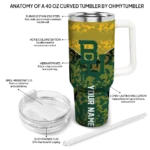 personalized baylor bears chevron stripe green curved tumbler best selling.webp