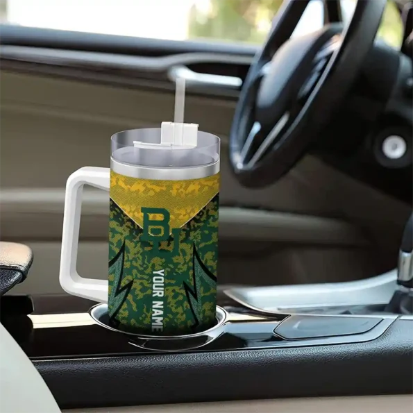 personalized baylor bears chevron stripe green curved tumbler trendy.webp