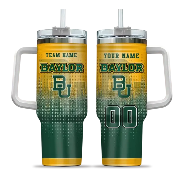 personalized baylor bears gradient dots green curved tumbler best selling.webp