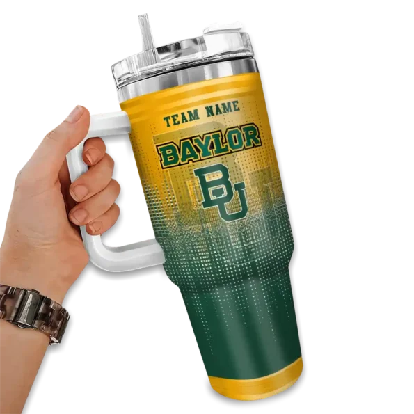 personalized baylor bears gradient dots green curved tumbler fashion forward.webp