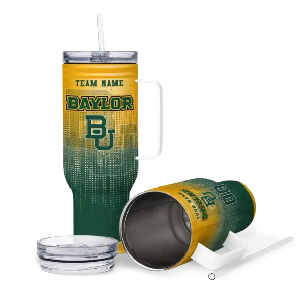 personalized baylor bears gradient dots green curved tumbler high quality.webp