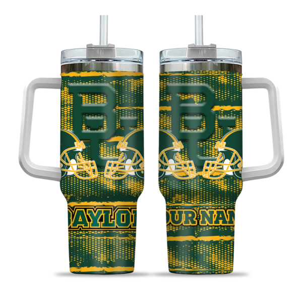 personalized baylor bears honey streaks green curved tumbler best selling.webp