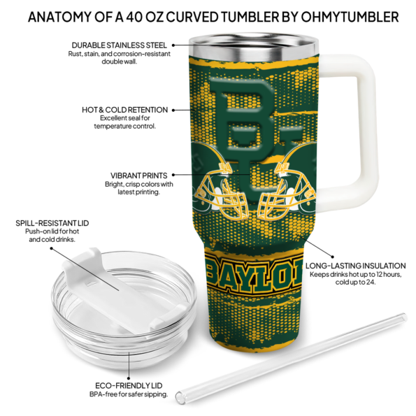 personalized baylor bears honey streaks green curved tumbler new arrival.webp