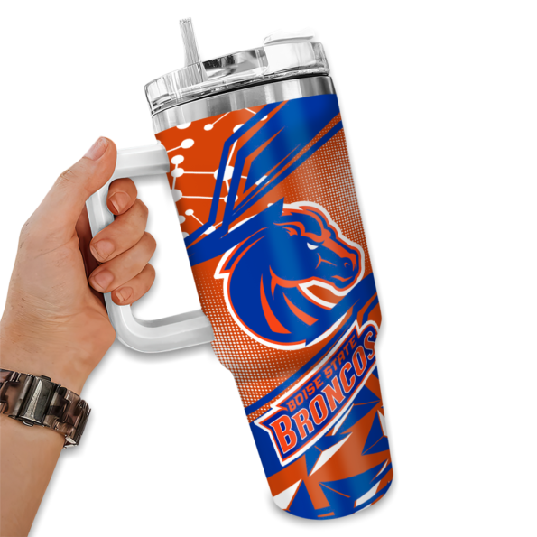 personalized boise state broncos abstract paths orange curved tumbler fashion forward.webp