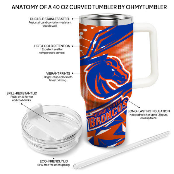 personalized boise state broncos abstract paths orange curved tumbler new arrival.webp