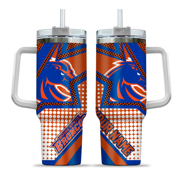personalized boise state broncos arrow burst orange curved tumbler best selling.webp