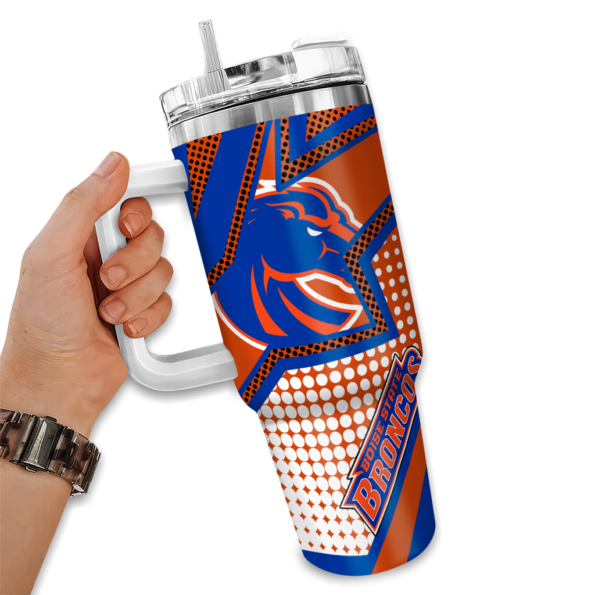 personalized boise state broncos arrow burst orange curved tumbler fashion forward.webp
