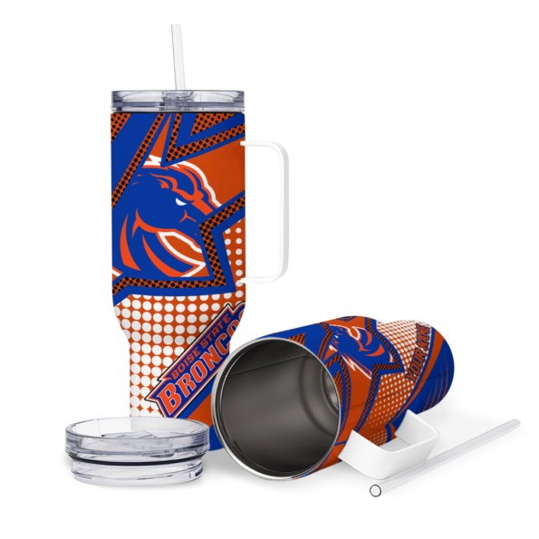 personalized boise state broncos arrow burst orange curved tumbler high quality.webp
