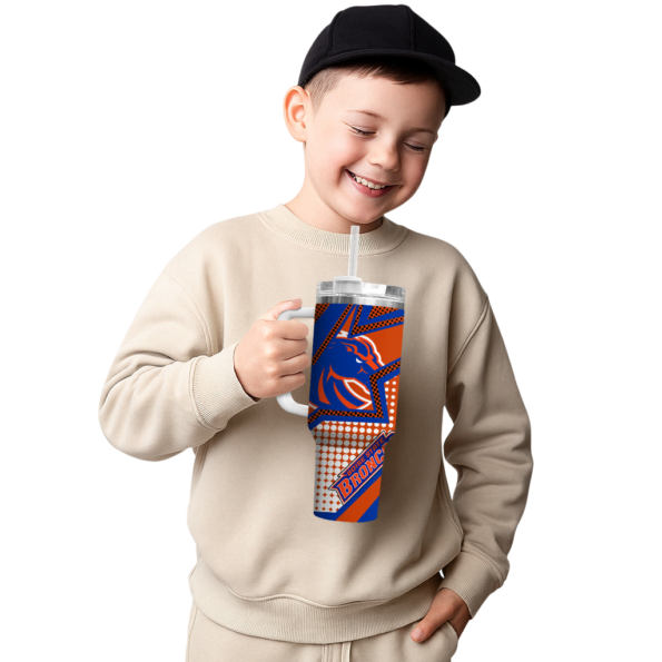personalized boise state broncos arrow burst orange curved tumbler latest model.webp