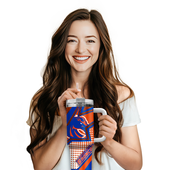 personalized boise state broncos arrow burst orange curved tumbler premium grade.webp