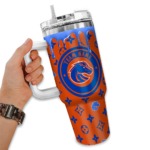 personalized boise state broncos bullseye drips orange curved tumbler best selling.webp