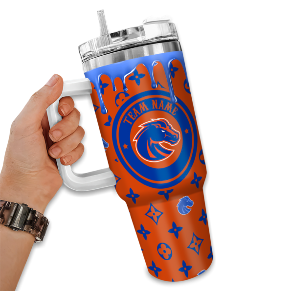 personalized boise state broncos bullseye drips orange curved tumbler fashion forward.webp