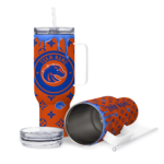 personalized boise state broncos bullseye drips orange curved tumbler best selling.webp