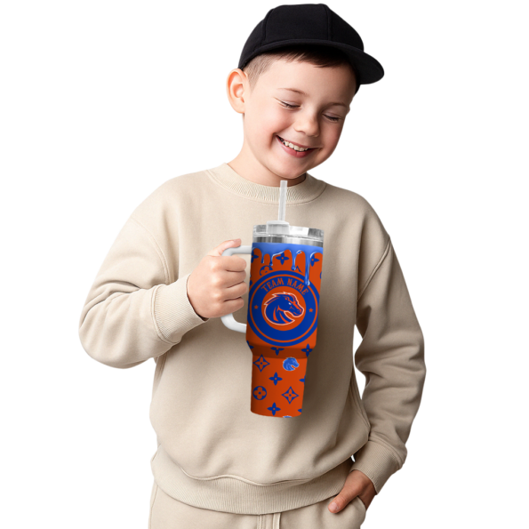 personalized boise state broncos bullseye drips orange curved tumbler latest model.webp