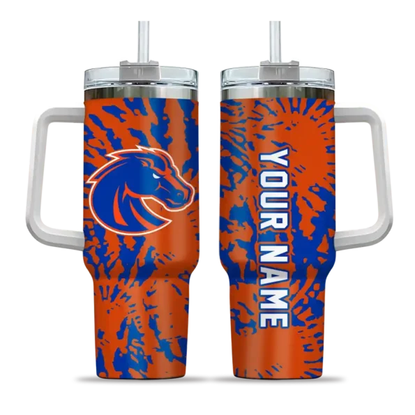 personalized boise state broncos burst swirl orange curved tumbler best selling.webp