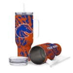 personalized boise state broncos burst swirl orange curved tumbler best selling.webp