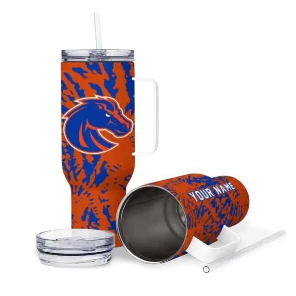 personalized boise state broncos burst swirl orange curved tumbler high quality.webp